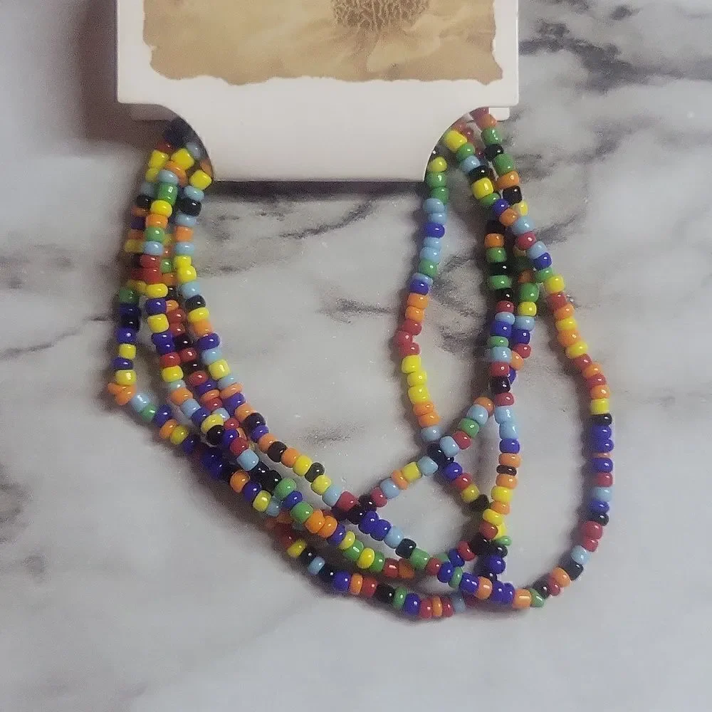 Áfrican Rainbow Dyed Seed Bead Bracelets ( 4 Pc)